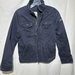 Abercrombie Boys Kids L Utility Jacket Full Zip Hooded Blue 10 12 Y2K